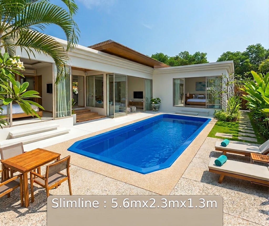 Slimline compact fibreglass pool
